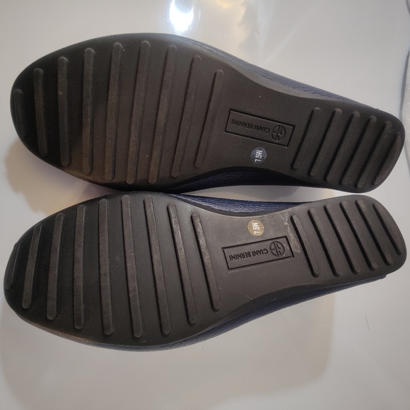Gianni Bernini Navy Blue Leather Loafer Shoes Womens Slip On Flats size 7 1/2 - Picture 3 of 11